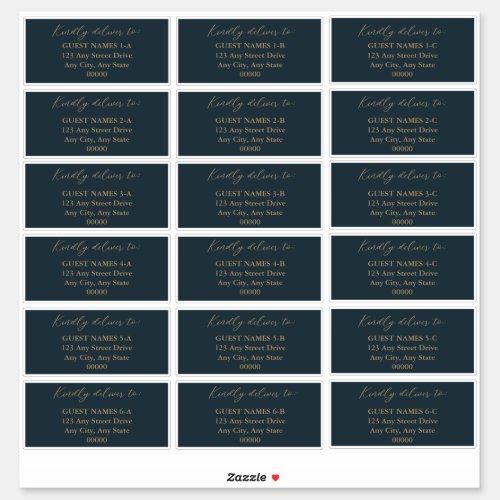 Minimalist Modern Dark Teal Wedding Guest Address  Sticker