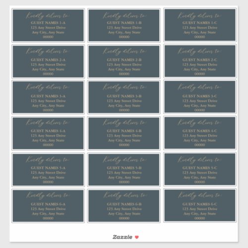 Minimalist Modern Dark Teal Wedding Guest Address  Sticker