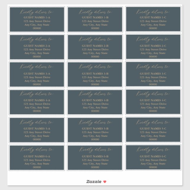 Minimalist Modern Dark Teal Wedding Guest Address  Sticker (Sheet)