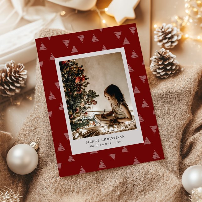 Minimalist Modern Deco Christmas Tree Photo Holiday Card (Creator Uploaded)