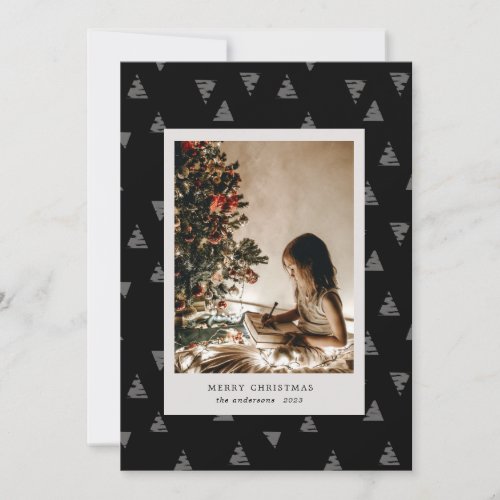 minimalist modern deco Christmas tree photo Holiday Card