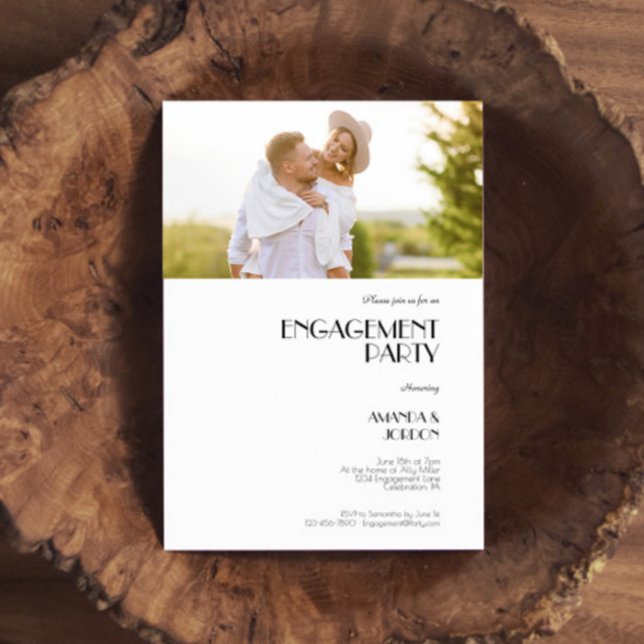 Minimalist Modern Deco Engagement Party Top Photo Invitation (Creator Uploaded)