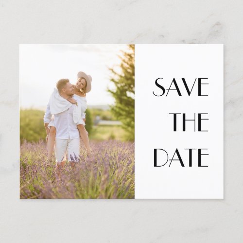Minimalist Modern Deco Wedding Photo Save the Date Announcement Postcard
