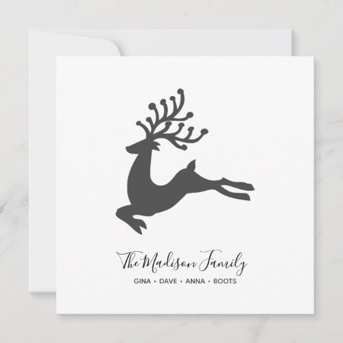 Minimalist Modern Deer Silhouette Family Christmas Holiday Card