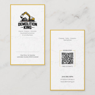 Minimalist Modern Demolition King Business Card