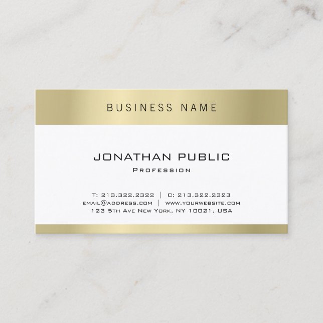 Minimalist Modern Design Gold Elegant Plain Luxury Business Card (Front)