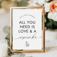 Minimalist Modern Dessert Cupcake Wedding Sign