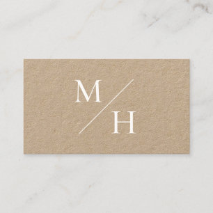 Minimalist Modern Diagonal Initials Monogram Kraft Business Card