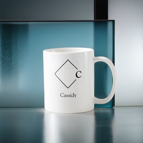 Minimalist Modern Diamond Monogram Coffee Mug