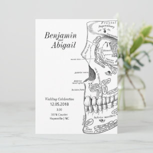 Minimalist Modern Doctor Anatomy Skull Science Invitation