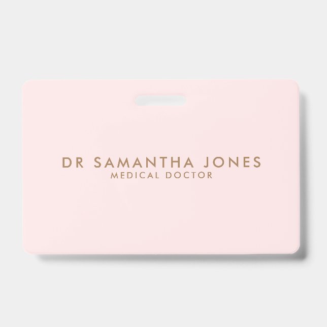 Minimalist Modern Doctor Professional Pink Badge (Front)