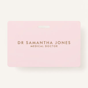 Minimalist Modern Doctor Professional Pink Badge