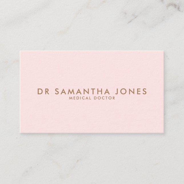 Minimalist Modern Doctor Professional Pink Business Card (Front)