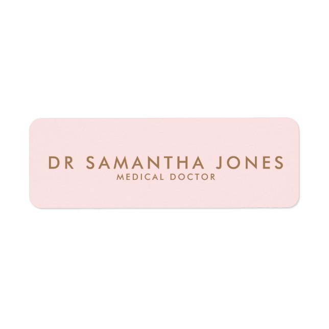 Minimalist Modern Doctor Professional Pink Label (Front)