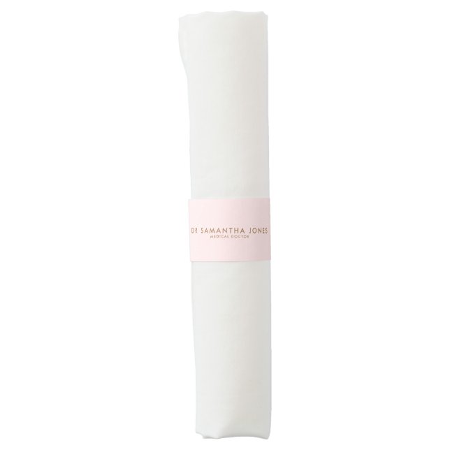 Minimalist Modern Doctor Professional Pink Napkin Bands (Front)