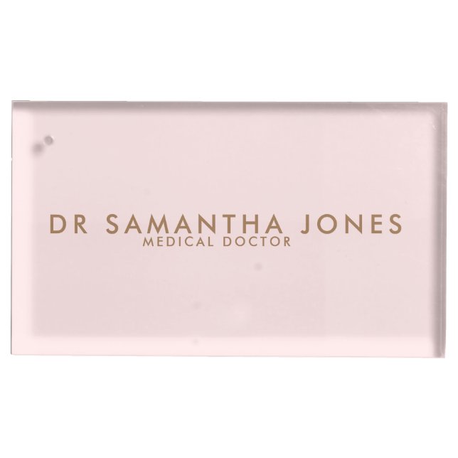 Minimalist Modern Doctor Professional Pink Place Card Holder (Front)