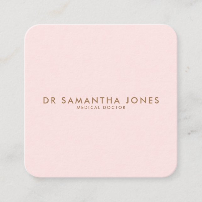 Minimalist Modern Doctor Professional Pink Square Business Card (Front)