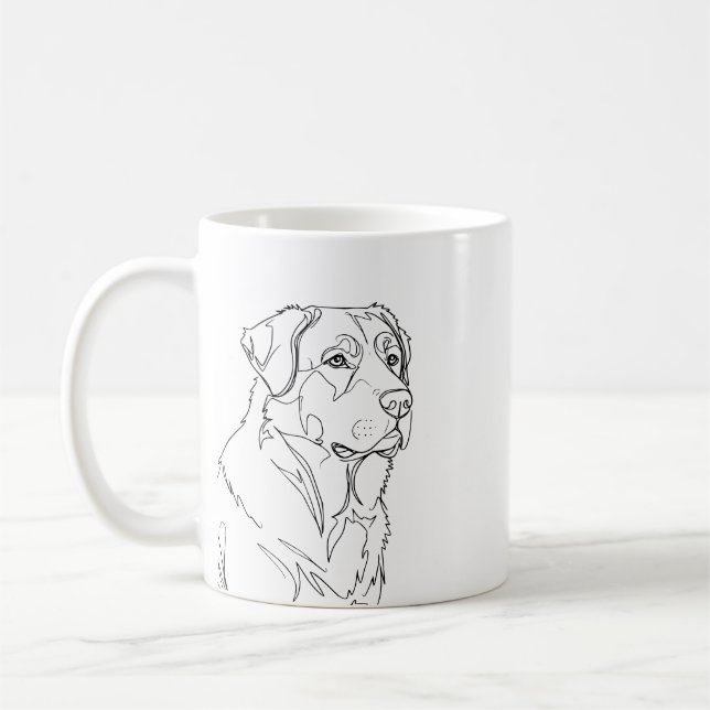 Minimalist Modern Dog Line Art Drawing Coffee Mug (Left)