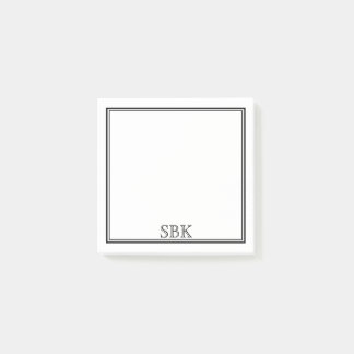 Minimalist Modern Double Border Three Initial Post-it Notes