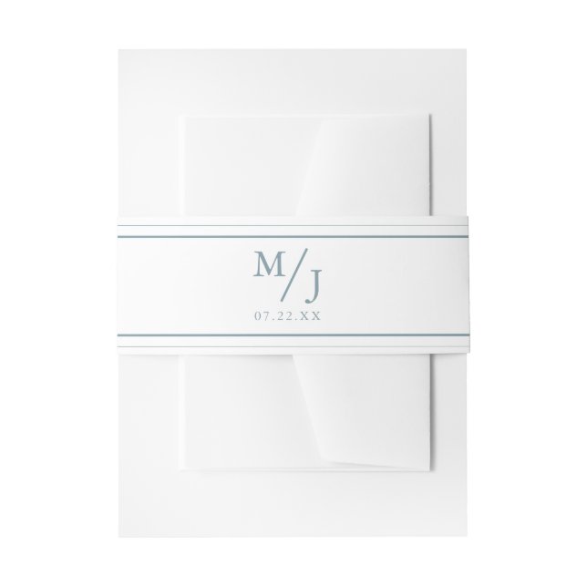 minimalist modern double monogram Wedding Invitation Belly Band (Front Example)