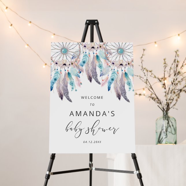 Minimalist Modern Dreamcatcher Baby Shower Welcome Foam Board (In Situ (Stand))