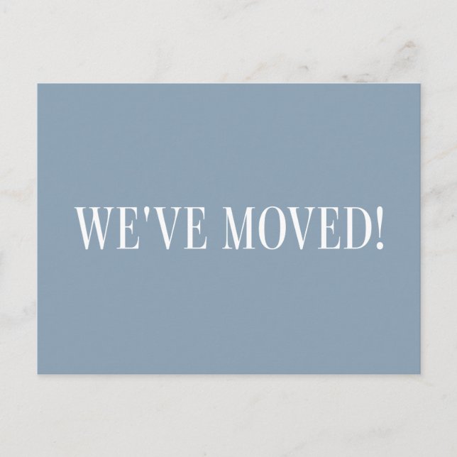 Minimalist Modern Dusty Blue Moving Announcement Postcard (Front)