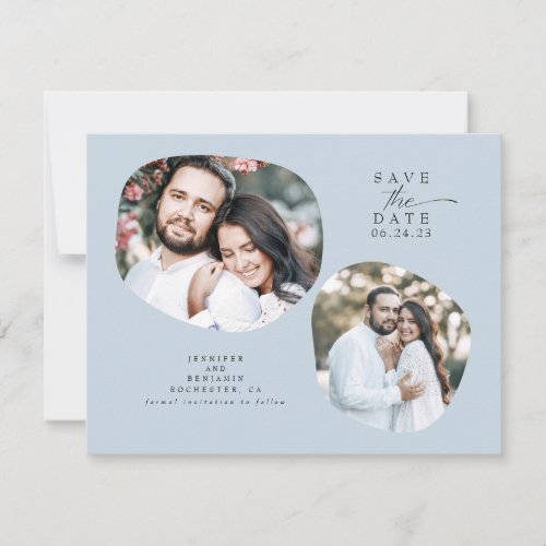 Minimalist Modern Dusty Blue Save the Date Photo