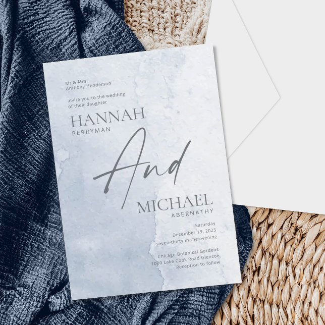Minimalist Modern Dusty Blue Watercolor Invitation (Creator Uploaded)