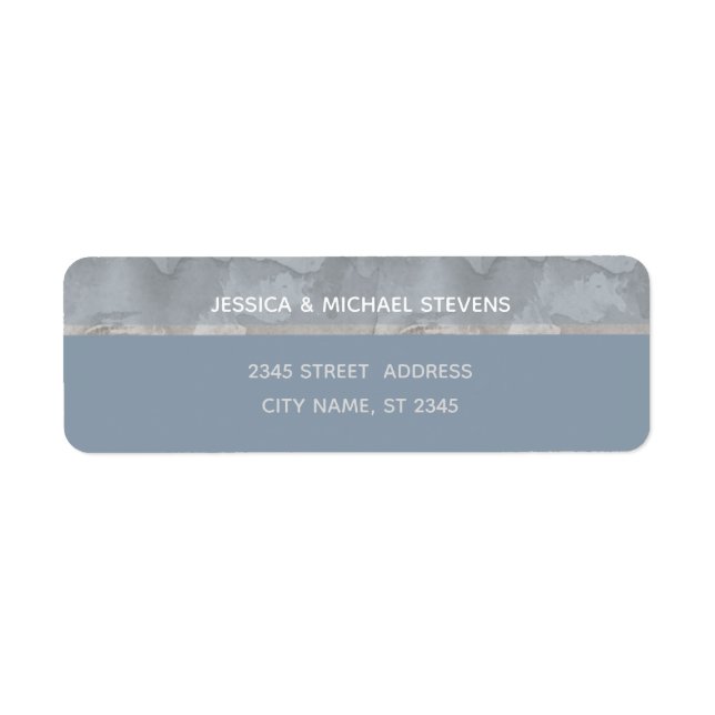 Minimalist modern dusty blue watercolor stripe label (Front)