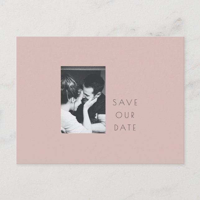 Minimalist Modern Dusty Blush Photo Save the Date Postcard (Front)