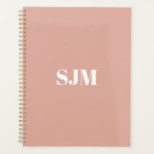 Minimalist modern dusty pink monogram initials planner