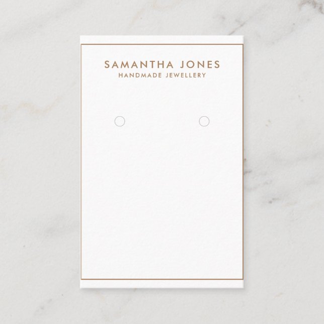 Minimalist Modern Earrings Jewelry gold Display  Business Card (Front)