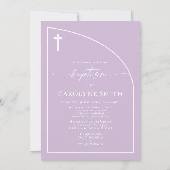 Minimalist Modern Elegance Girl Baptism Invitation (Front)