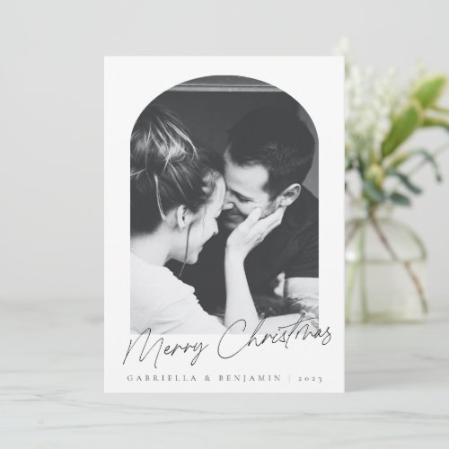 Minimalist Modern Elegant Arch Photo Christmas Holiday Card