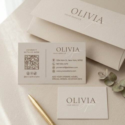 Minimalist Modern Elegant Beige Business Card