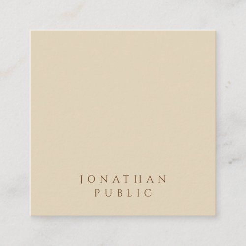 Minimalist Modern Elegant Beige Simple Template Square Business Card