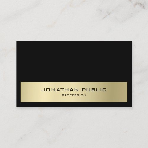 Minimalist Modern Elegant Black  Gold Semi Gloss Business Card