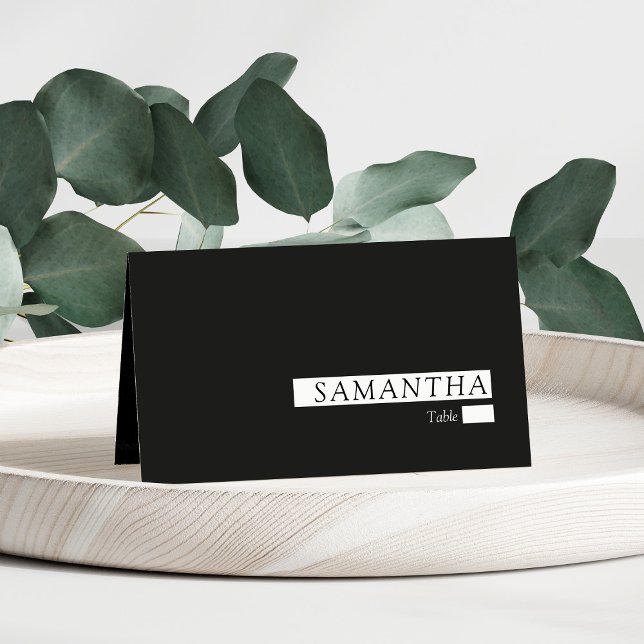 Minimalist Modern Elegant Black Wedding Place Card (Creator Uploaded)