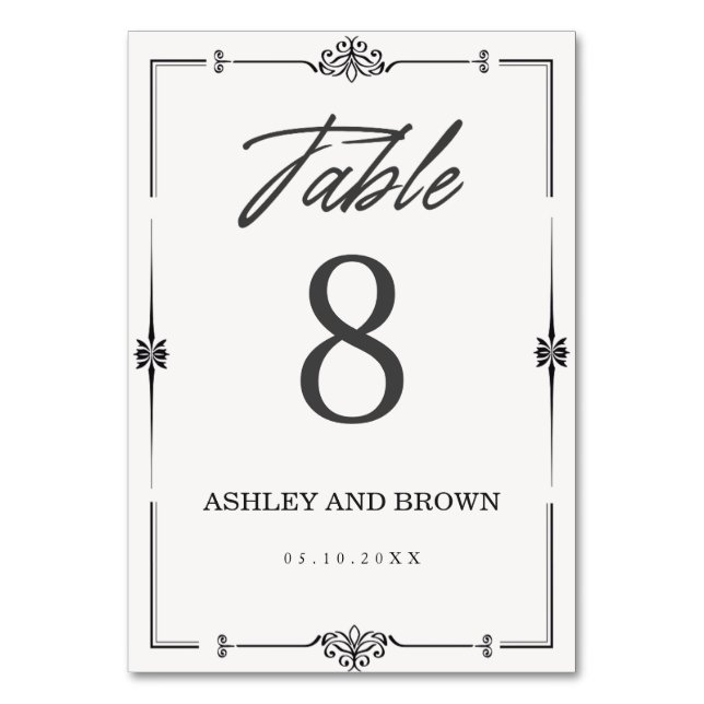 Minimalist Modern Elegant Boho Simple Table Number (Front)