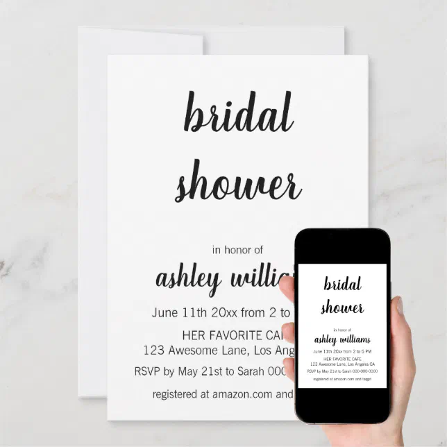 Minimalist Modern Elegant Bridal Shower Invitation | Zazzle