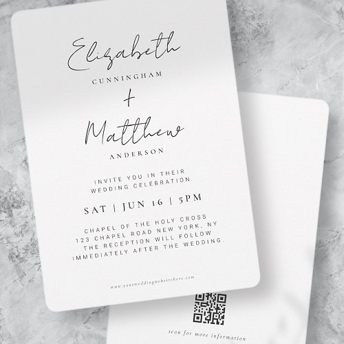 Minimalist Modern Elegant Chic Simple Wedding Invitation
