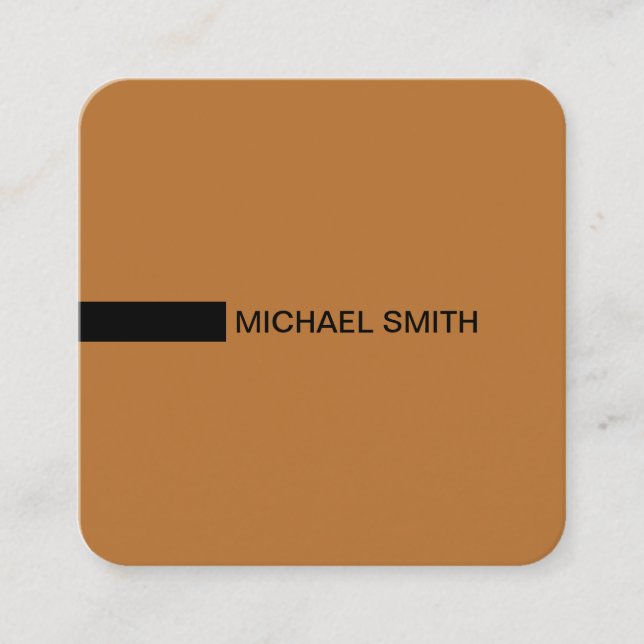 Minimalist Modern Elegant Copper & Black Square Business Card (Front)