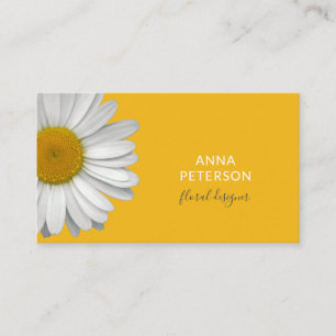 Minimalist Modern Elegant Daisy Flower on Yellow Business Card