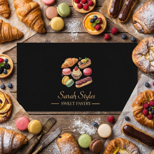 Minimalist modern Elegant Dark Gold Bakery Business Card
