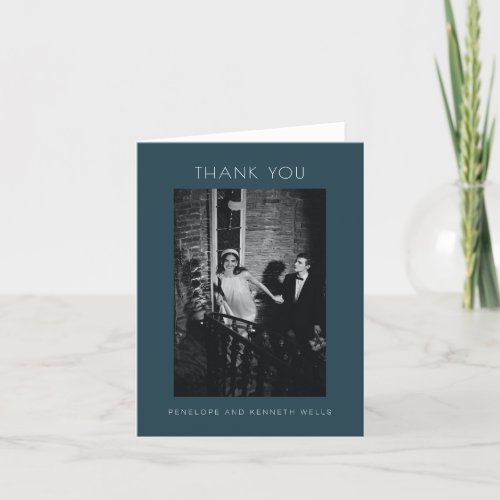 Minimalist Modern Elegant Dark Teal Wedding Custom Thank You Card