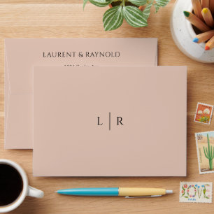 Minimalist Modern Elegant Dusty Pink Wedding Envelope