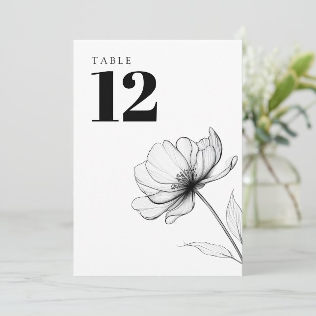 Minimalist Modern Elegant Floral Table Number (Standing Front)