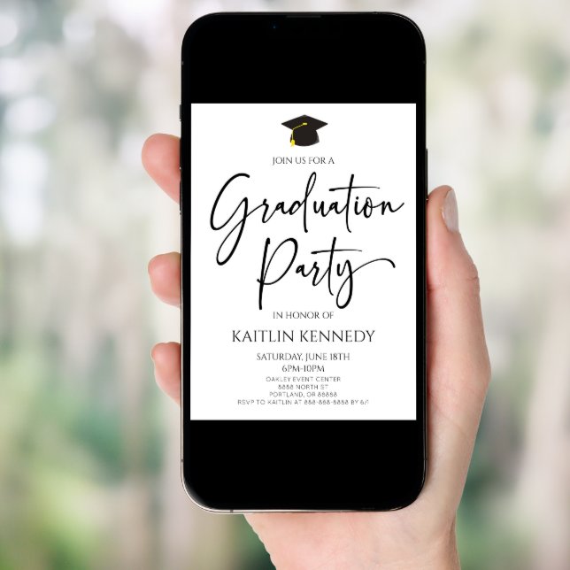 Minimalist Modern Elegant Graduation Party Invitation (Front Digital)
