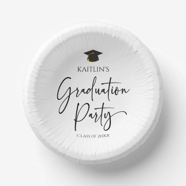 Minimalist Modern Elegant Graduation Party Paper Bowls (Front)