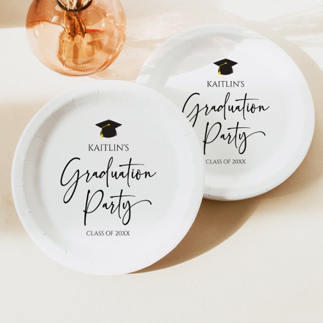 Minimalist Modern Elegant Graduation Party Paper Plates (Creator Uploaded)